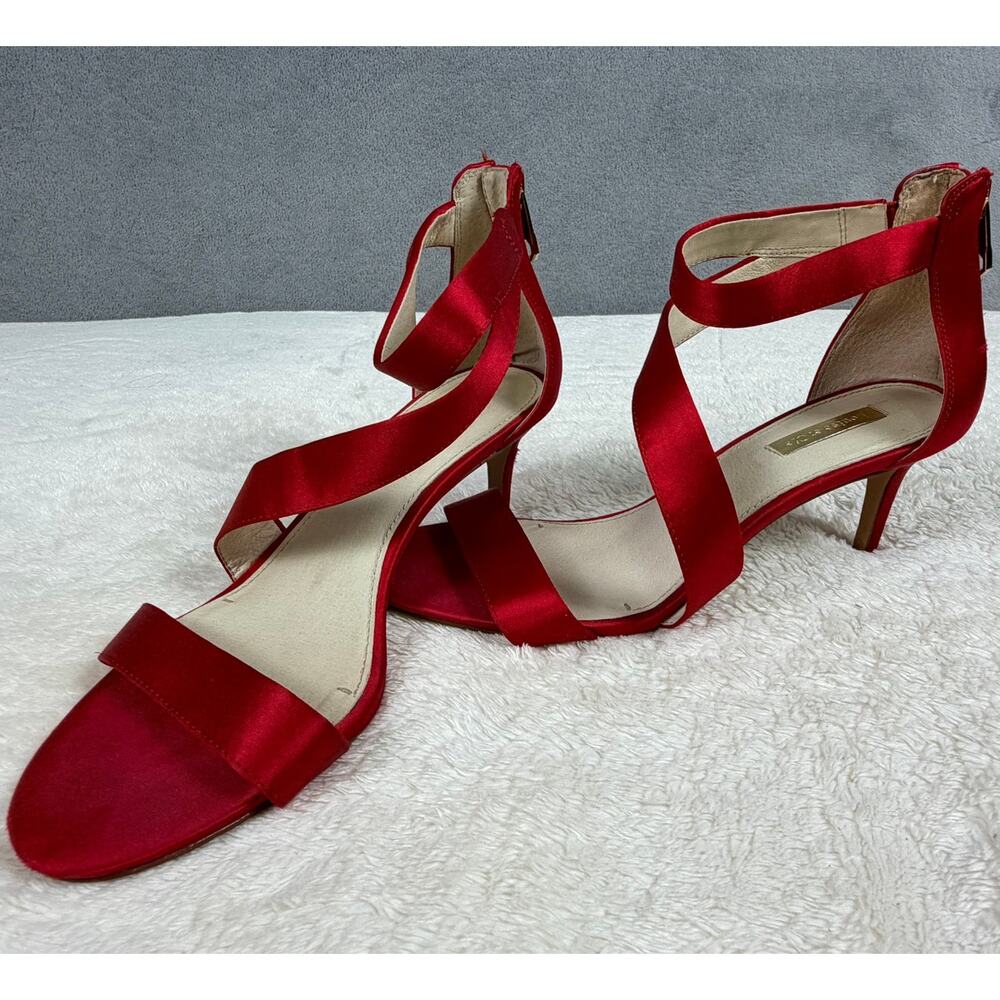 Louise et Cie Red Satin Strappy Ankle Strap Heels Women's 9M EU 39